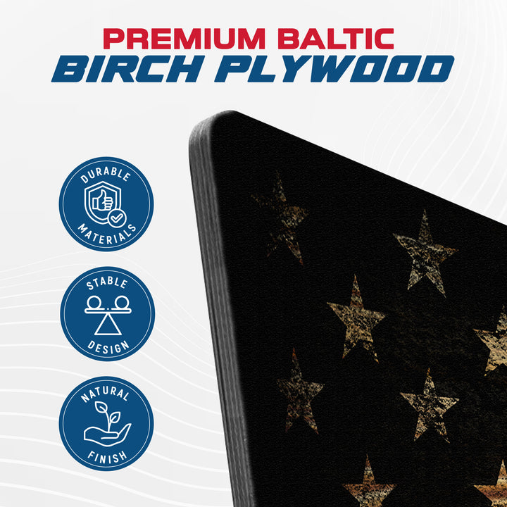 Burnt Wood USA Flag - Premium Wood American Flag Wall Art – UV Printed on Baltic Birch Plywood (47.75" x 23.75") – Easy-Mount | Made in USA