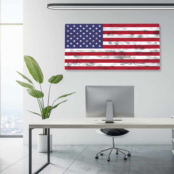 USA Flag - Premium Wood American Flag Wall Art – UV Printed on Baltic Birch Plywood (47.75" x 23.75") – Easy-Mount | Made in USA