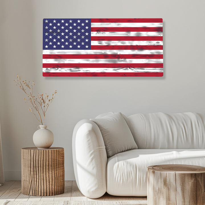 USA Flag - Premium Wood American Flag Wall Art – UV Printed on Baltic Birch Plywood (47.75" x 23.75") – Easy-Mount | Made in USA